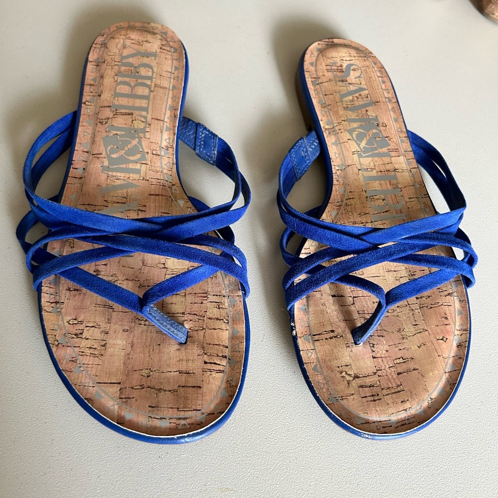 Sam & Libby Royal Blue Suede Sandals - Picture 2 of 9